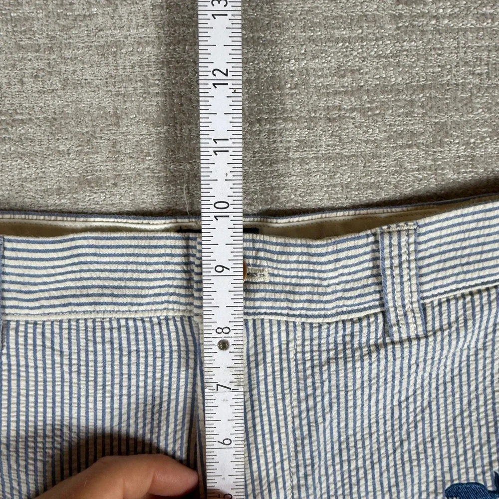 J. Crew Gramercy Shorts Mens 33/8 Blue White Whale Embroidered Seersucker